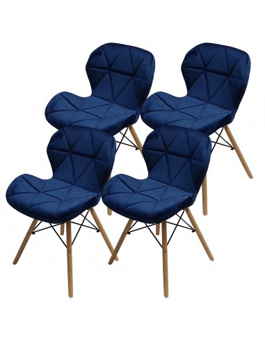4 krzesła ELIOT VELVET niebieskie - welur