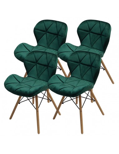 4 krzesła ELIOT VELVET zielone - welur