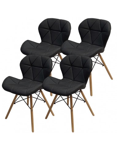 4 krzesła ELIOT FABRIC czarny melanż - materiał