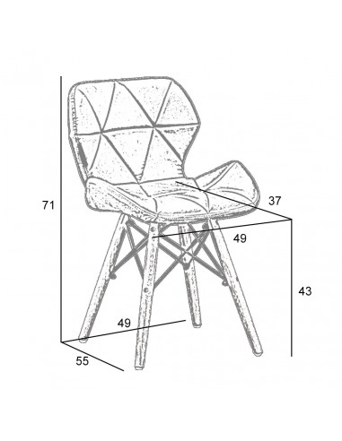 4 krzesła ELIOT FABRIC szary melanż - materiał