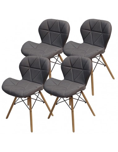 4 krzesła ELIOT FABRIC szary melanż - materiał