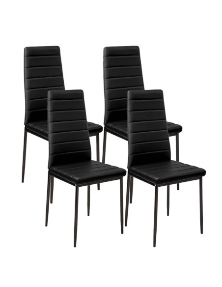 Zestaw stół 120x80 blat jasny dąb sonoma/nogi czarne 4 czarne krzesła Nicea