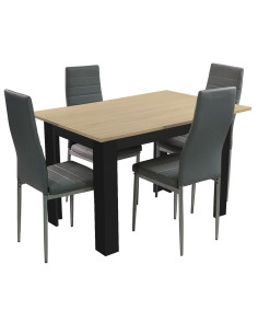 Zestaw stół 120x80 blat jasny dąb sonoma/nogi czarne 4...