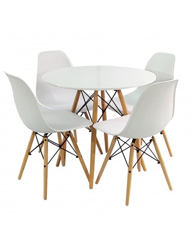 Zestaw stół DSW 80 biały i 4 białe krzesła Milano