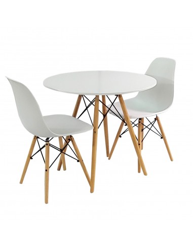 Zestaw stół DSW 70 biały i 2 białe krzesła Milano