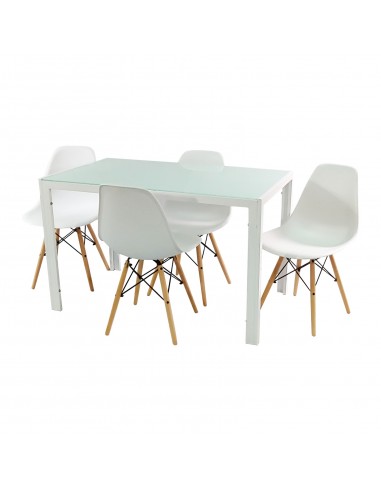 Zestaw stół Monako biały i 4 białe krzesła Milano