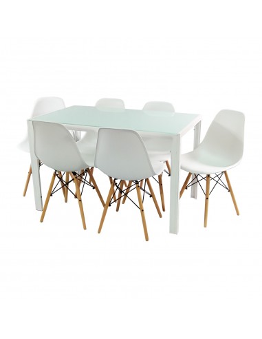 Zestaw stół Monako biały i 6 białych krzeseł Milano