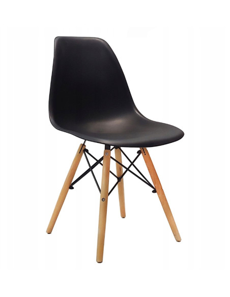 Zestaw stół 120x80 blat jasny dąb sonoma/nogi czarne 4 czarne krzesła Milano