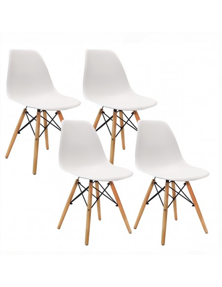 Zestaw stół 120x80 blat jasny dąb sonoma/nogi czarne 4 białe krzesła Milano