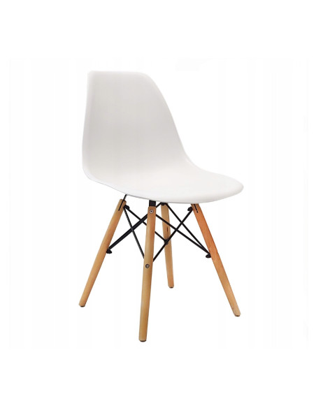 Zestaw stół 120x80 blat jasny dąb sonoma/nogi czarne 4 białe krzesła Milano