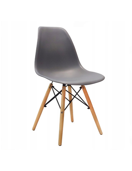 Zestaw stół 120x80 blat jasny dąb sonoma/nogi czarne 4 ciemno szare krzesła Milano