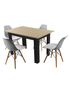 Zestaw stół 120x80 blat jany dąb sonoma/nogi czarne 4...
