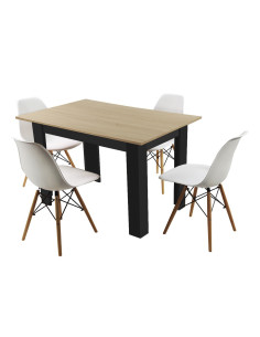 Zestaw stół 120x80 blat jasny dąb sonoma/nogi czarne 4...