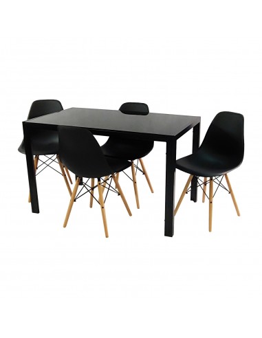 Zestaw stół Monako czarny i 4 czarne krzesła Milano