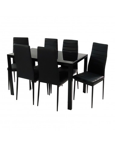 Zestaw stół Monako czarny 6 krzeseł Nicea czarnych