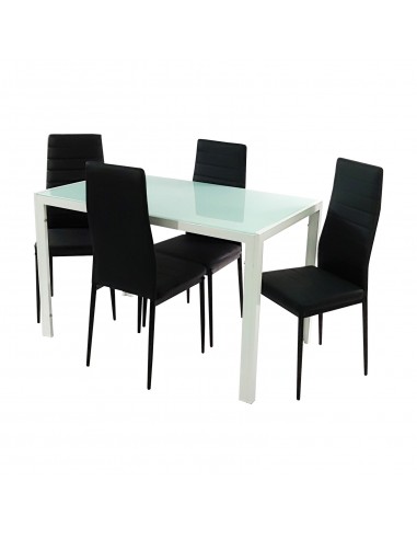 Zestaw stół Monako biały 4 krzesła Nicea czarne