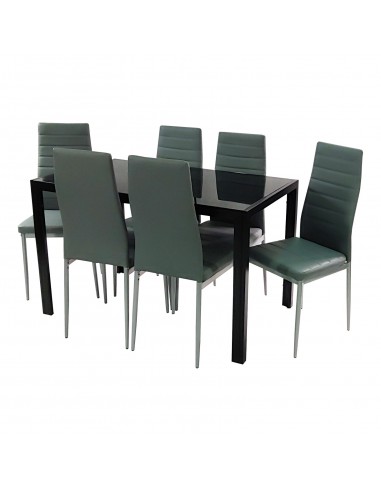 Zestaw stół Monako czarny i 6 krzeseł Nicea szarych