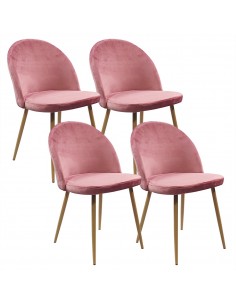 4 krzesła DENWER VELVET różowe - welur