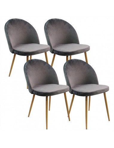 4 krzesła DENWER VELVET szare - welur