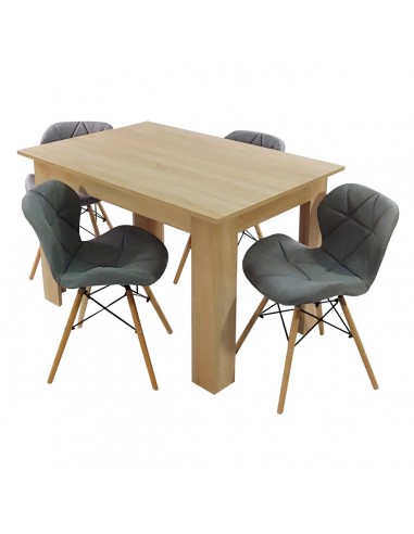 Zestaw stół Modern 120 sonoma i 4 krzesła Eliot FABRIC szare