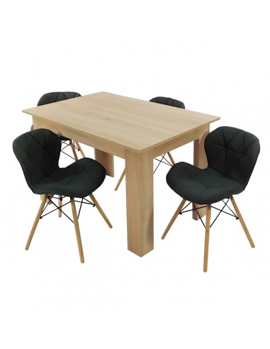 Zestaw stół Modern 120 sonoma i 4 krzesła Eliot FABRIC czarne