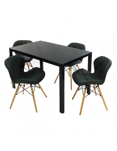 Zestaw stół Monako czarny i 4 krzesła Eliot FABRIC czarne