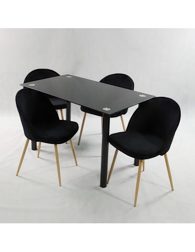 Zestaw stół NICEA czarny i 4 krzesła DENWER...