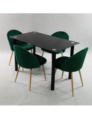 Zestaw stół NICEA czarny i 4 krzesła DENWER...