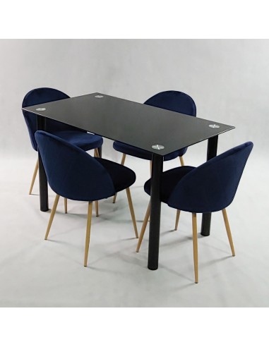 Zestaw stół NICEA czarny i 4 krzesła DENWER...