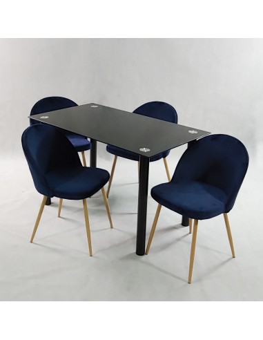 Zestaw stół NICEA czarny i 4 krzesła DENWER...