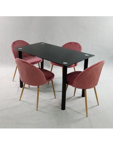 Zestaw stół NICEA czarny i 4 krzesła DENWER...