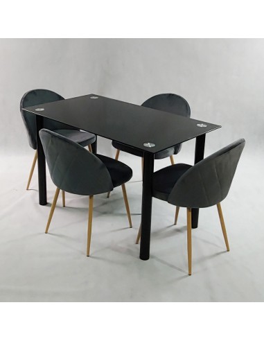 Zestaw stół NICEA czarny i 4 krzesła DENWER...