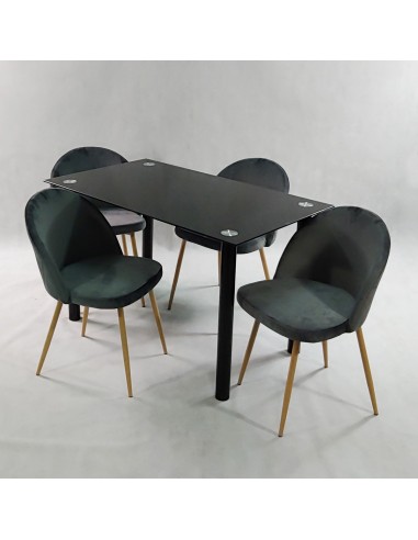 Zestaw stół NICEA czarny i 4 krzesła DENWER...