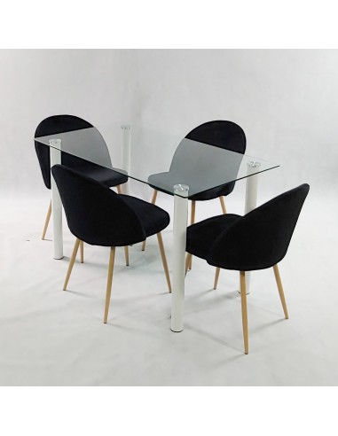 Zestaw stół NICEA biały i 4 krzesła DENWER...