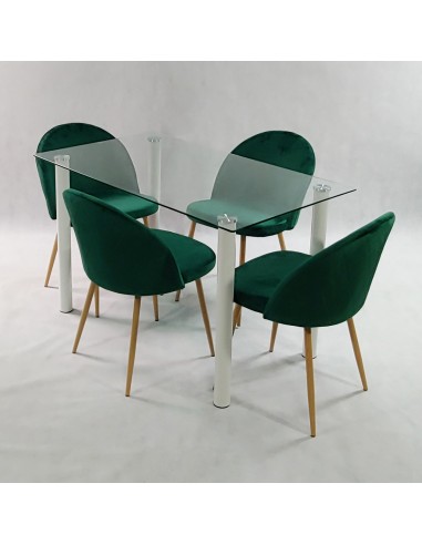 Zestaw stół NICEA biały i 4 krzesła DENWER...