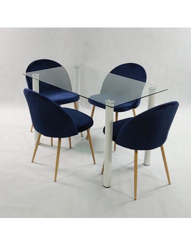 Zestaw stół NICEA biały i 4 krzesła DENWER...