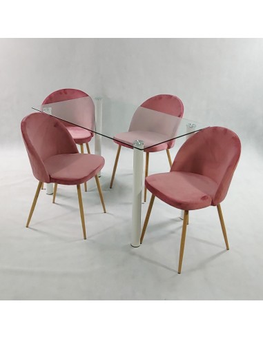 Zestaw stół NICEA biały i 4 krzesła DENWER...