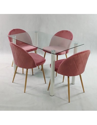 Zestaw stół NICEA biały i 4 krzesła DENWER...