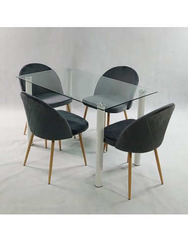 Zestaw stół NICEA biały i 4 krzesła DENWER...