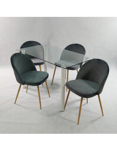 Zestaw stół NICEA biały i 4 krzesła DENWER...