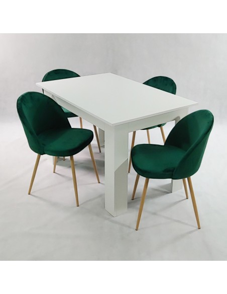 Stół MODERN 120 biały i 4 krzesła DENWER VELVET różowe