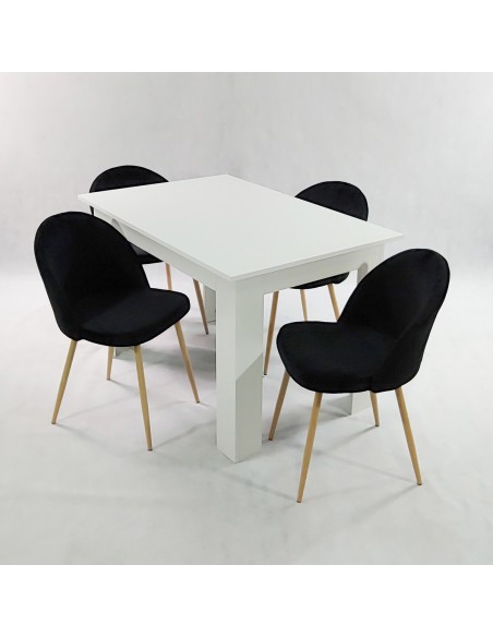Stół MODERN 120 biały i 4 krzesła DENWER VELVET szare