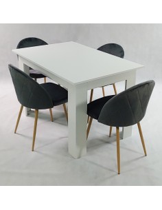 Stół MODERN 120 biały i 4 krzesła DENWER VELVET szare 2