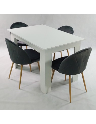 Stół MODERN 120 biały i 4 krzesła DENWER VELVET...