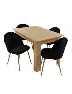 Stół MODERN 120 sonoma i 4 krzesła DENWER VELVET czarne
