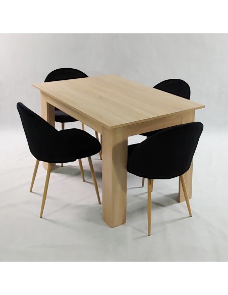 Stół MODERN 120 sonoma i 4 krzesła DENWER VELVET czarne
