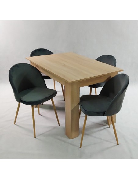 Stół MODERN 120 sonoma i 4 krzesła DENWER VELVET zielone