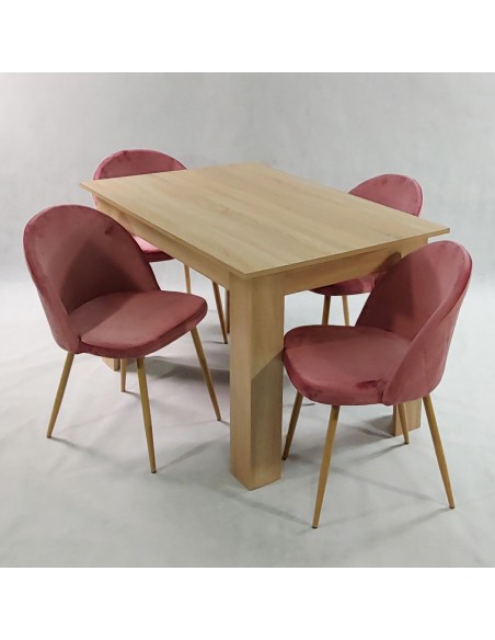 Stół MODERN 120 sonoma i 4 krzesła DENWER VELVET zielone