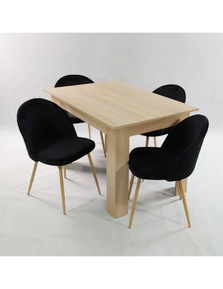Stół MODERN 120 sonoma i 4 krzesła DENWER VELVET zielone