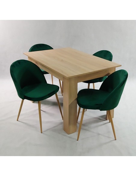 Stół MODERN 120 sonoma i 4 krzesła DENWER VELVET zielone